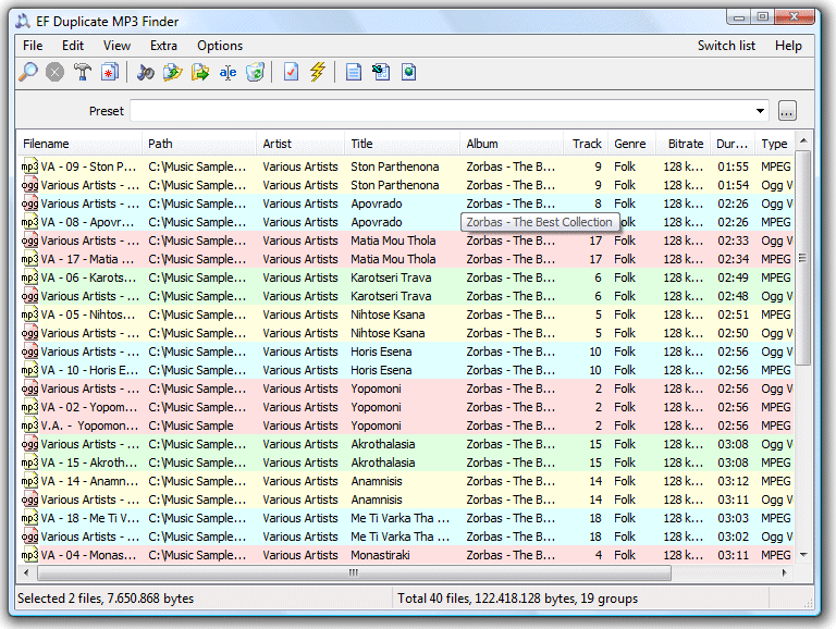 Click to view EF Duplicate MP3 Finder 6.30 screenshot